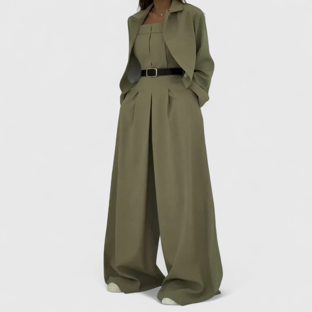 Μαρίσσα - Σετ μπλουζάκι και ζακέτα με κομψή γραμμή και διακριτική φθινοπωρινή υφή