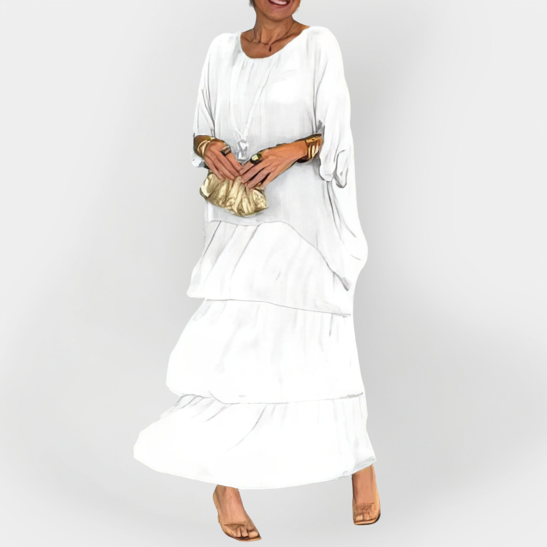 Φόρεμα Πλισέ με Εφέ Διπλής Στρώσης