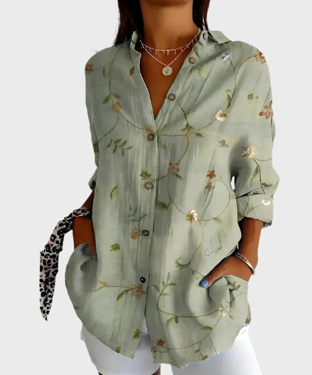 Μπλούζα Βαμβακερή με Φλοράλ Σχέδιο