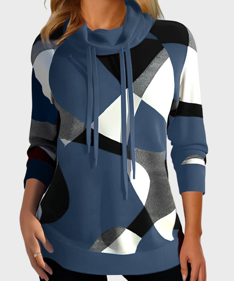 Πλεκτό Φούτερ με Καλλιτεχνικό Σχέδιο και Κουκούλα