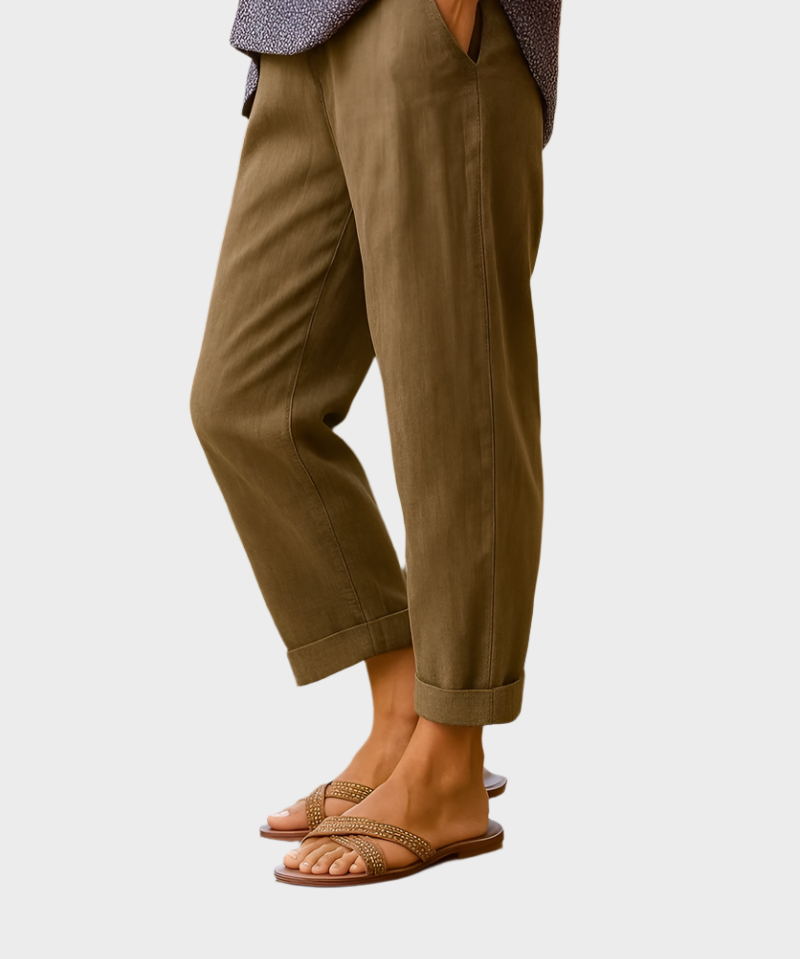 Καλοκαιρινό Παντελόνι από Λινό και Βαμβάκι