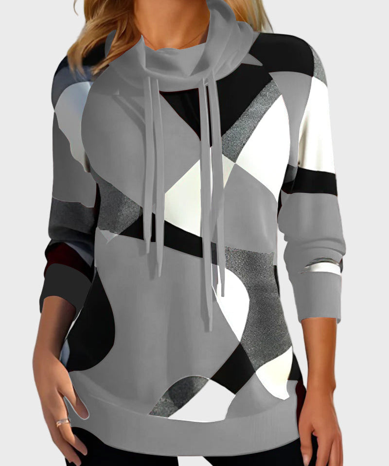 Πλεκτό Φούτερ με Καλλιτεχνικό Σχέδιο και Κουκούλα