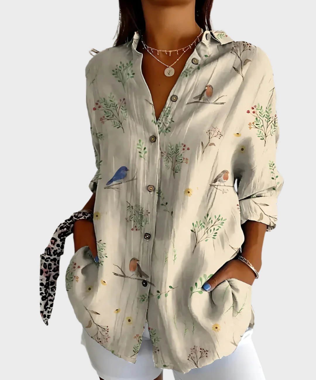 Μπλούζα Βαμβακερή με Φλοράλ Σχέδιο