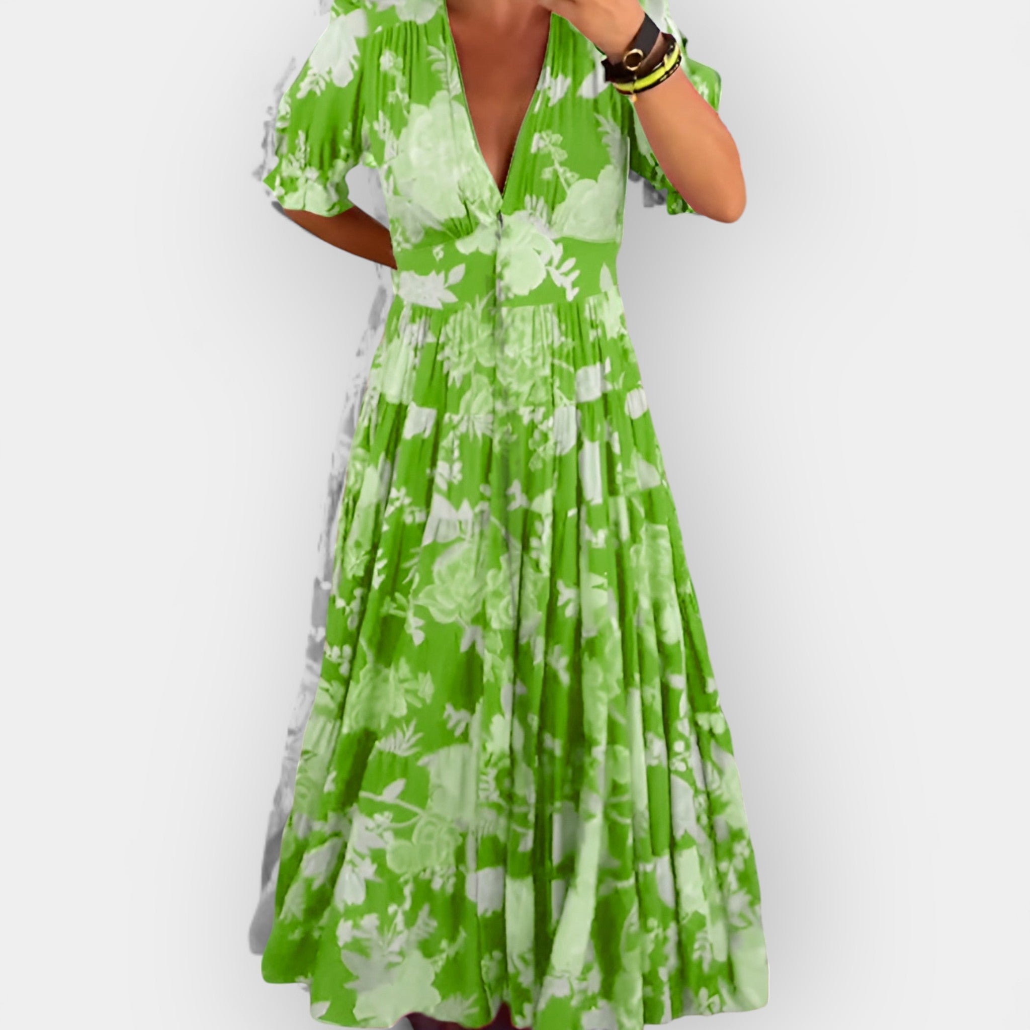 Ελαφρύ Φλοράλ Φόρεμα με Τσέπες