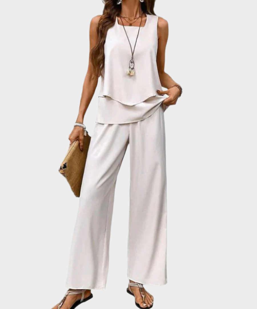 Καλοκαιρινό Σετ με Αμάνικη Μπλούζα και Παντελόνα με Σχέδια