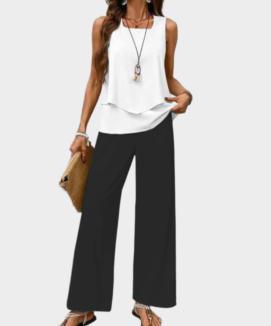 Καλοκαιρινό Σετ με Αμάνικη Μπλούζα και Παντελόνα με Σχέδια