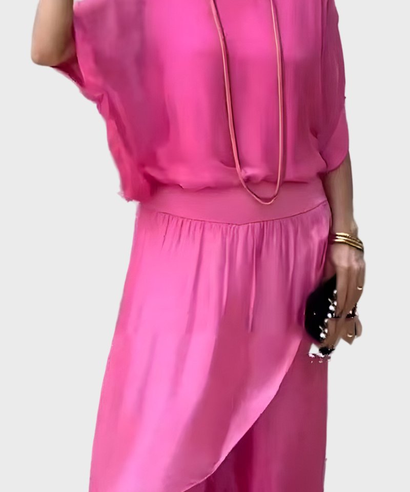 Τοπ Φαρδύ και Παντελόνι με Σκίσιμο – Σετ Δύο Τεμαχίων από Σιφόν