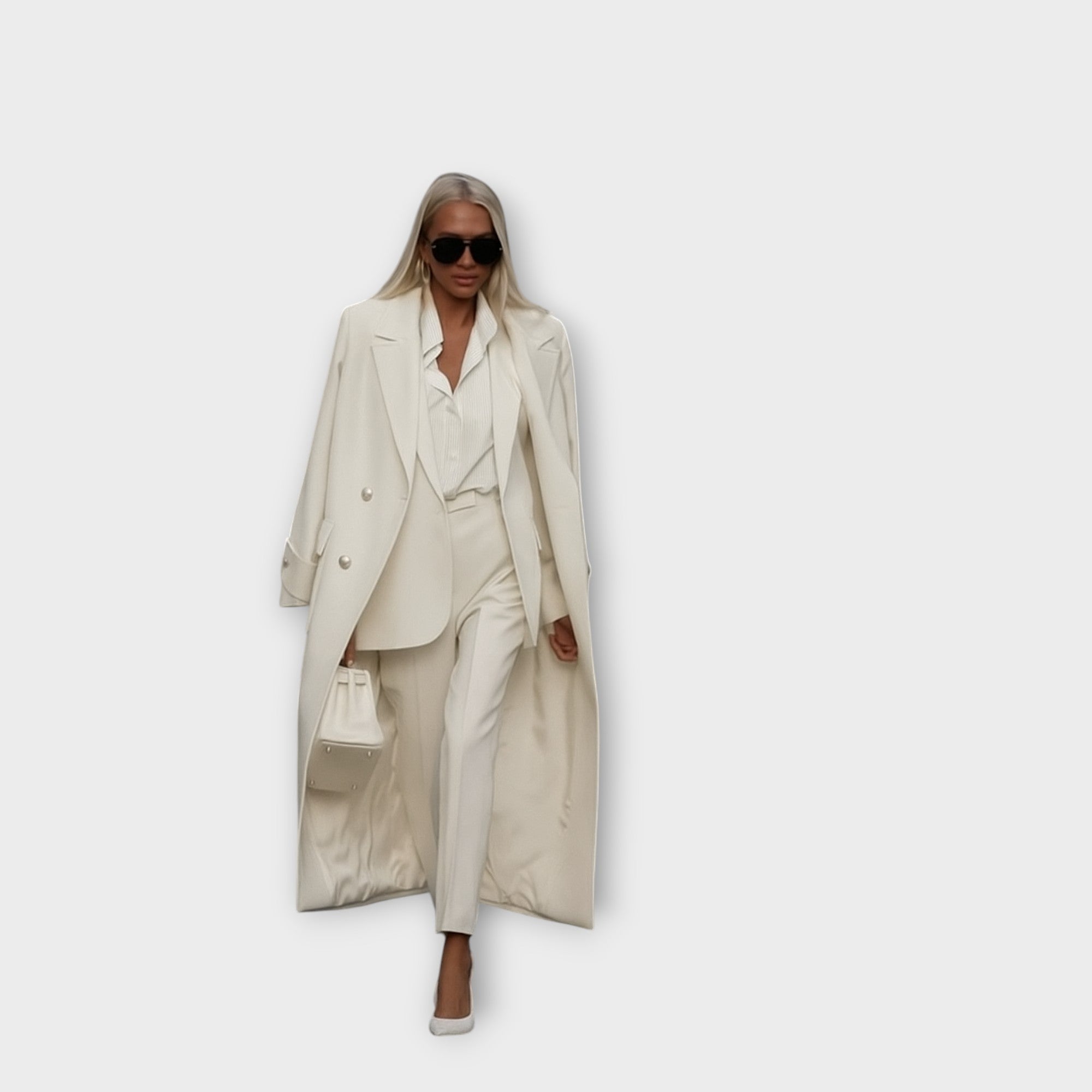 Κομψό σετ με παντελόνι και παλτό σε minimal γραμμή