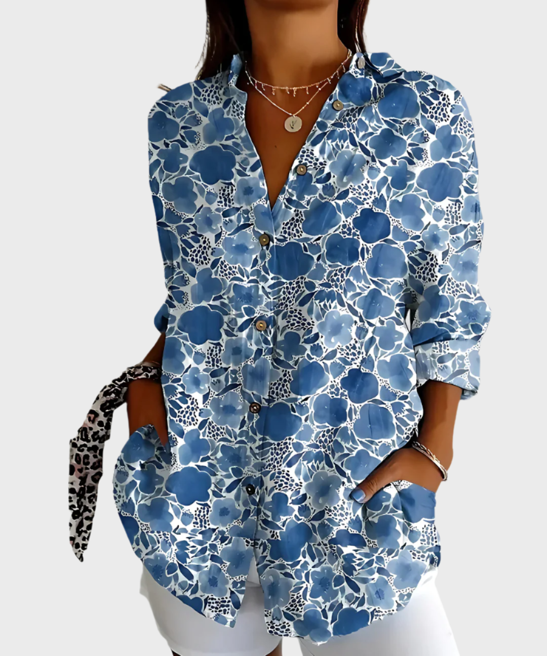 Μπλούζα Βαμβακερή με Φλοράλ Σχέδιο