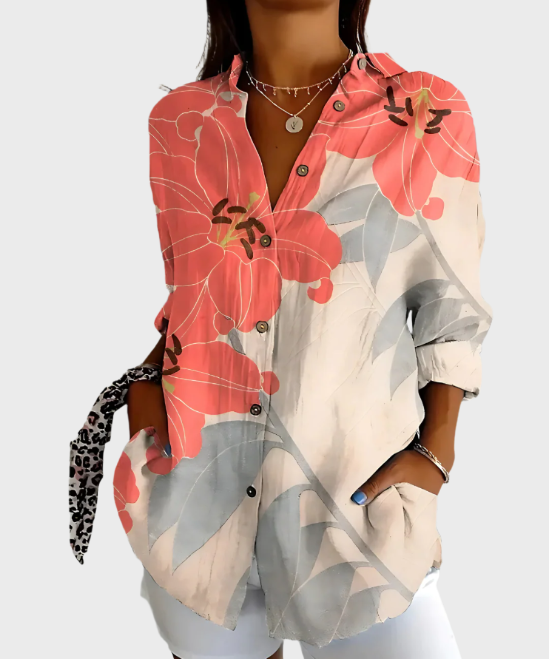 Μπλούζα Βαμβακερή με Φλοράλ Σχέδιο