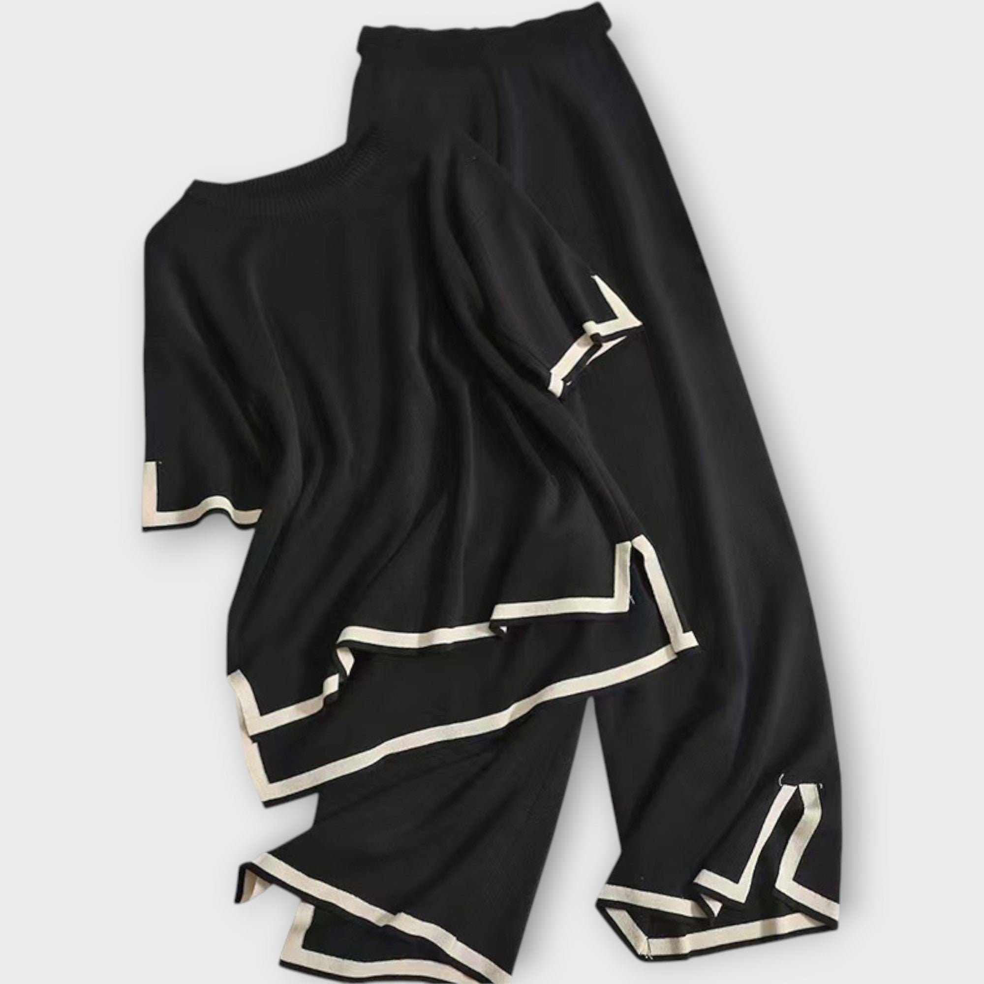 Σετ Πλεκτό με Κοντό Μανίκι και Χαλαρή Εφαρμογή