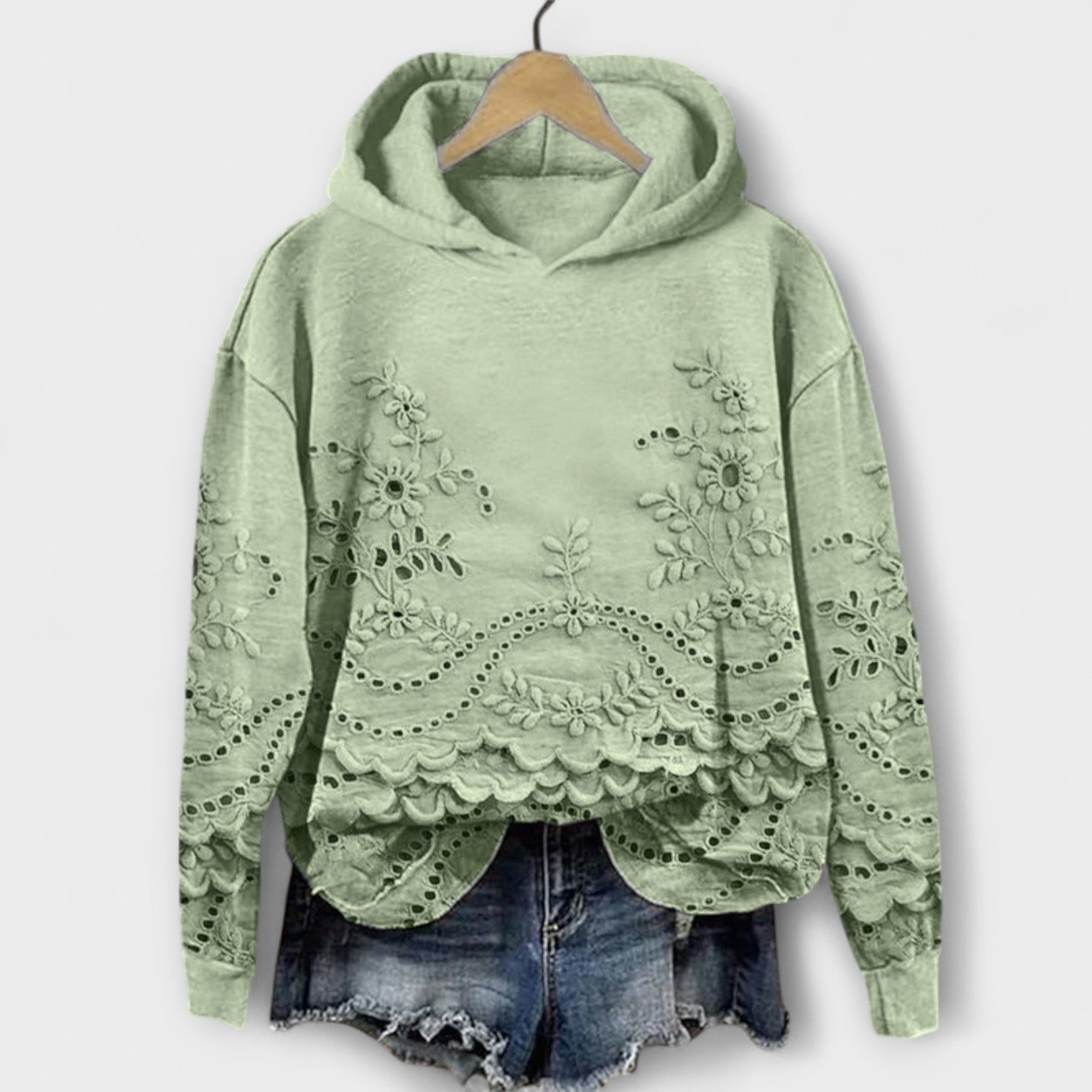 Κομψό Hoodie με Δαντελένιες Λεπτομέρειες