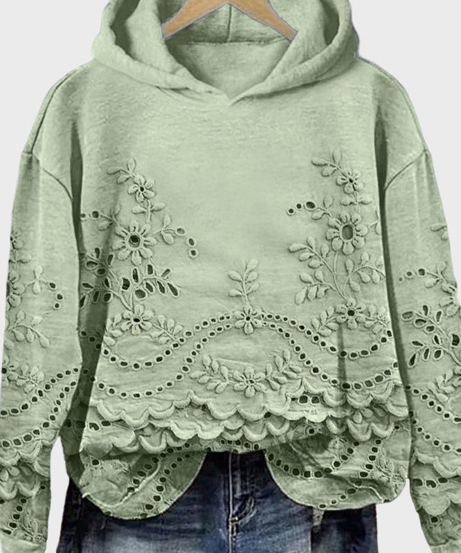 Φούτερ με Κουκούλα σε Δαντέλα Πράσινου Λιβαδιού