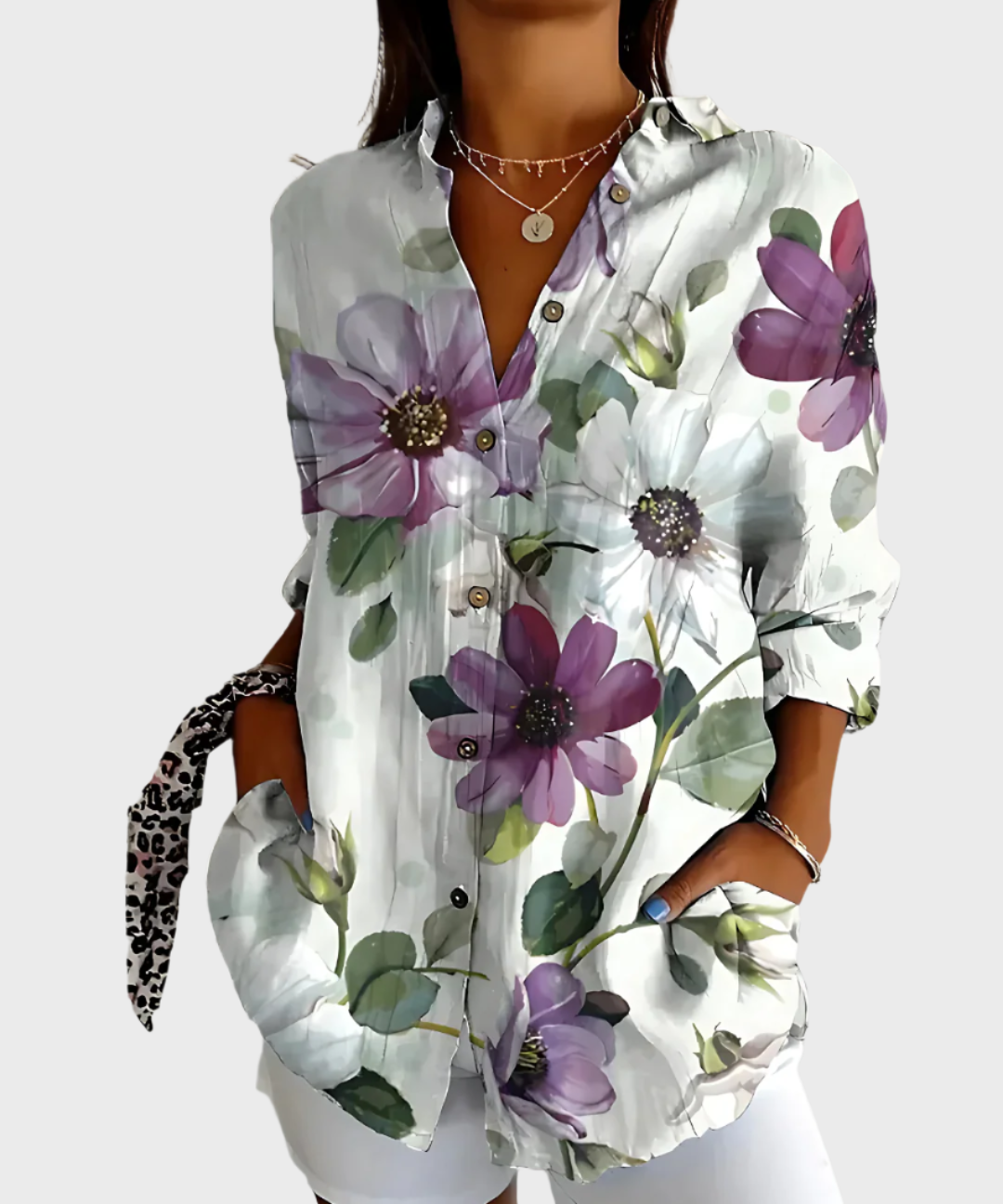 Μπλούζα Βαμβακερή με Φλοράλ Σχέδιο