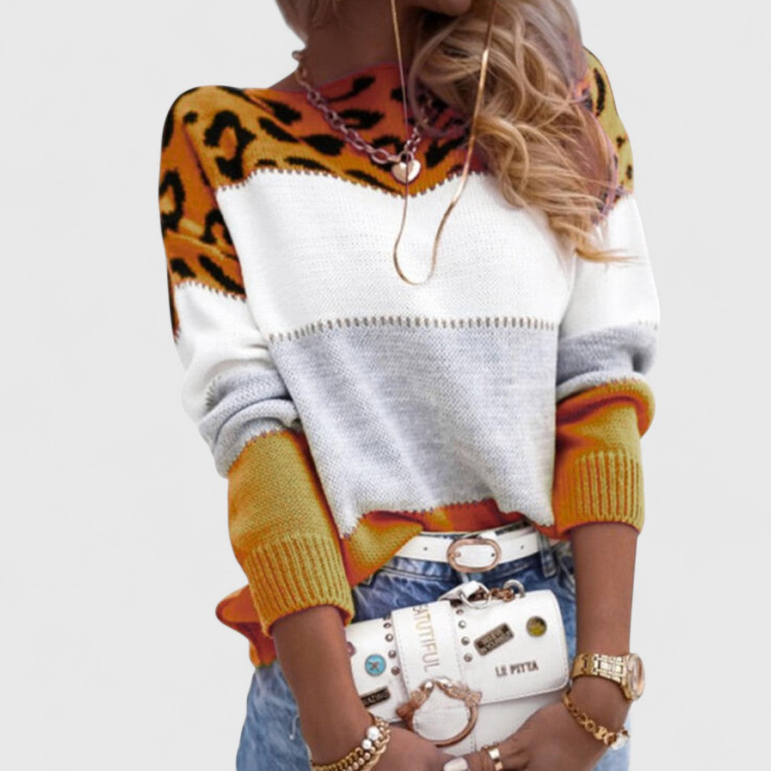 Φαίδρα - Πουλόβερ με λεοπάρ σχέδιο και μαλακή υφή