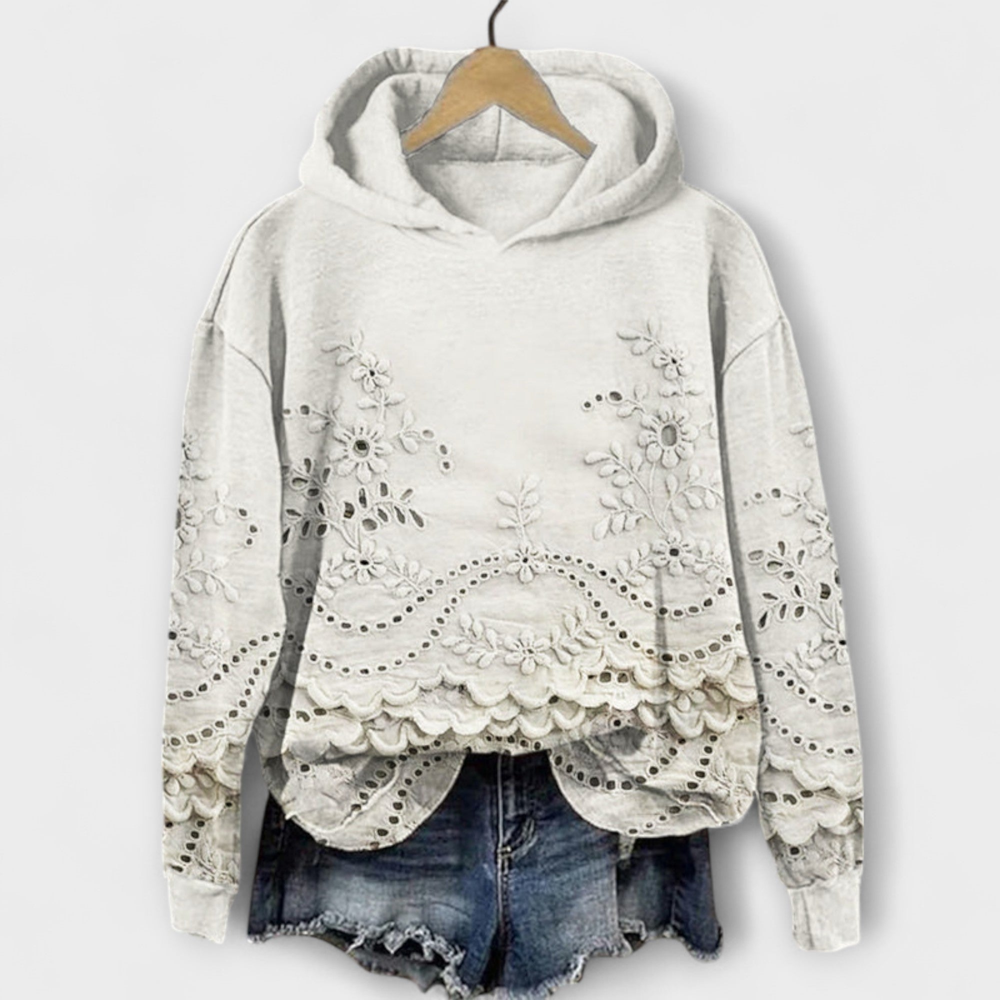 Κομψό Hoodie με Δαντελένιες Λεπτομέρειες