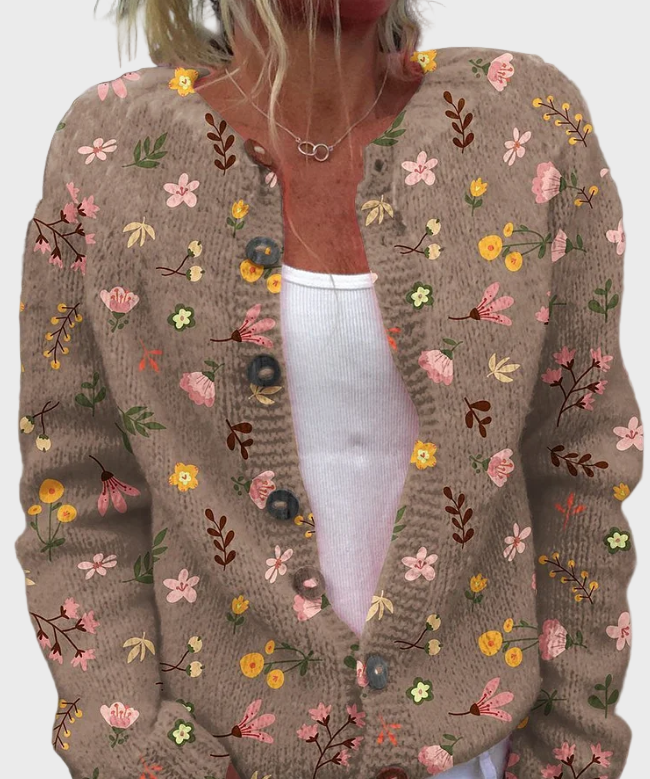 Πλεκτό Γιλέκο με Λουλουδάτο Σχέδιο