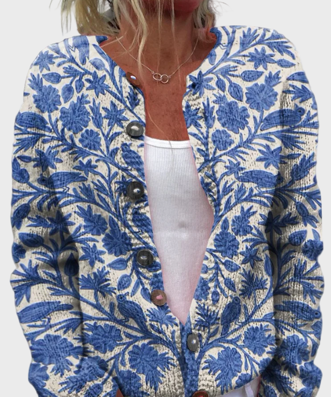 Πλεκτό Γιλέκο με Λουλουδάτο Σχέδιο