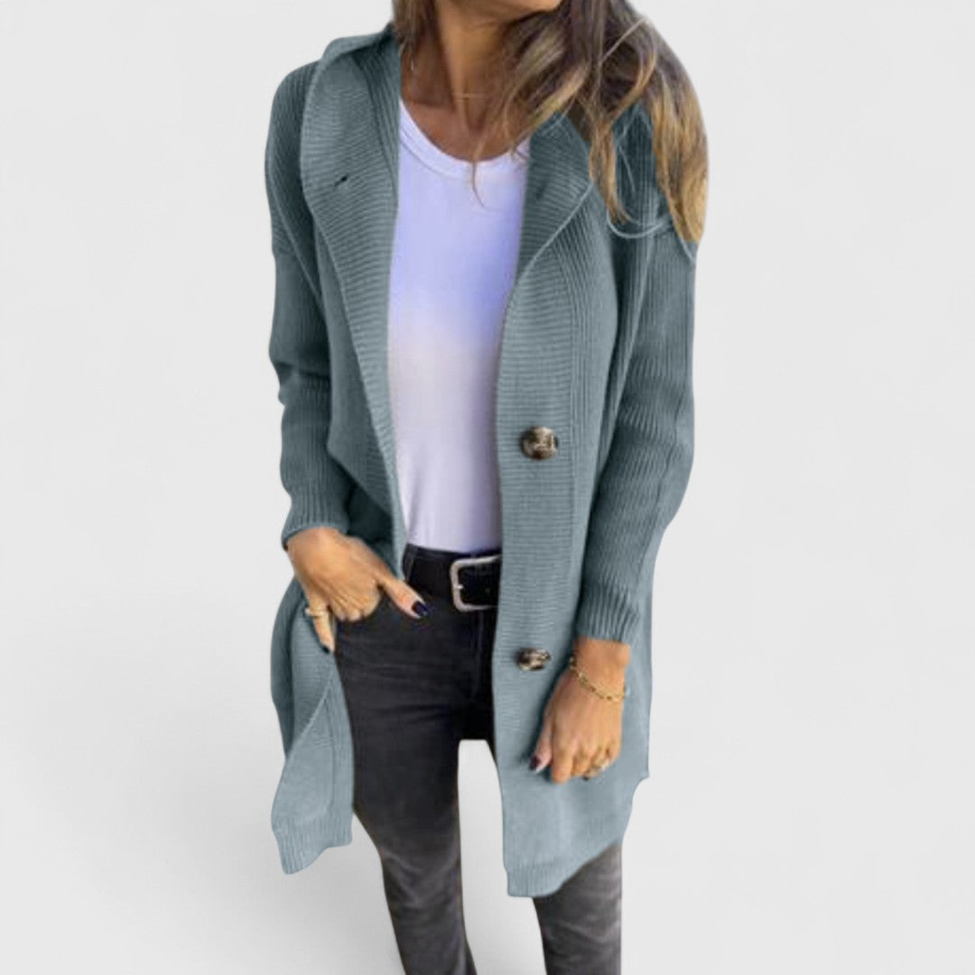 Ξανθή - Μακριά ζακέτα με απαλή υφή και στυλ