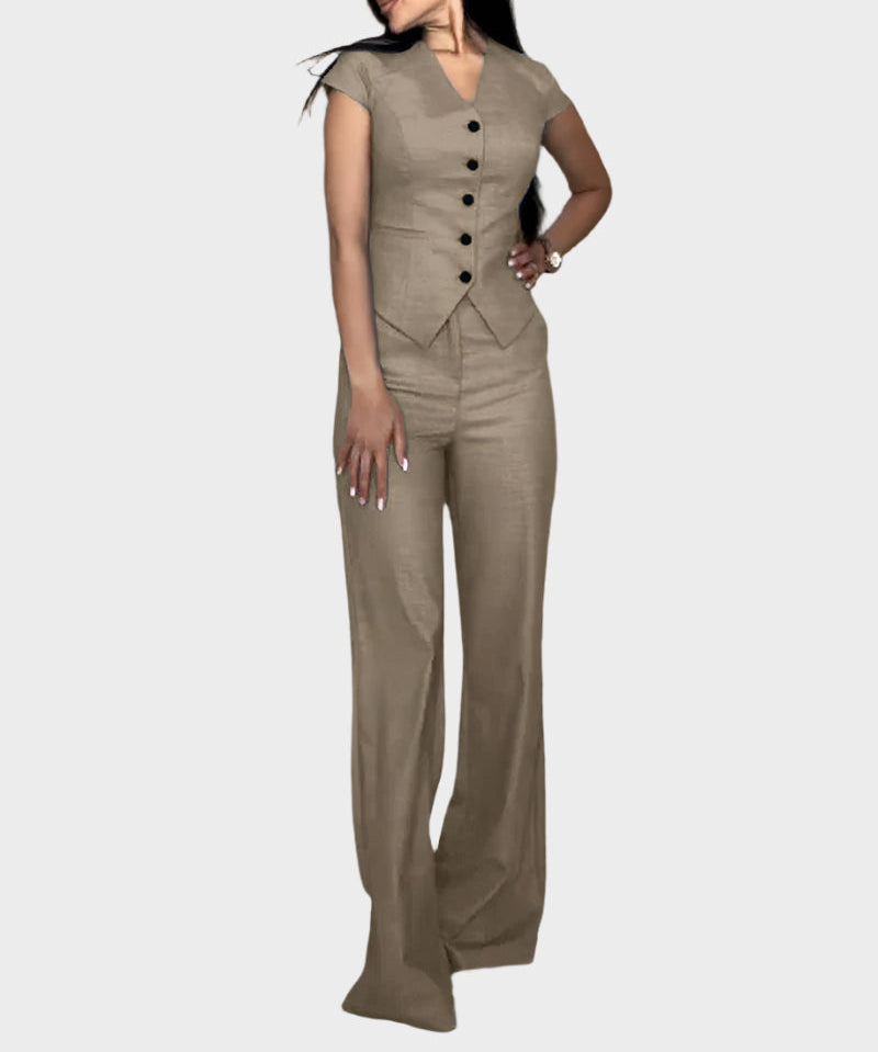 Σετ με Τοπ σε Σχήμα V και Παντελόνι