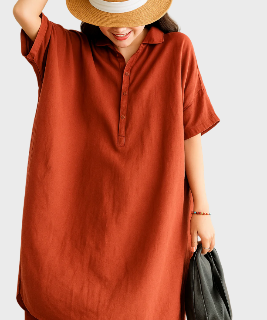 Χαλαρό Λινό Πουκαμισοφόρεμα