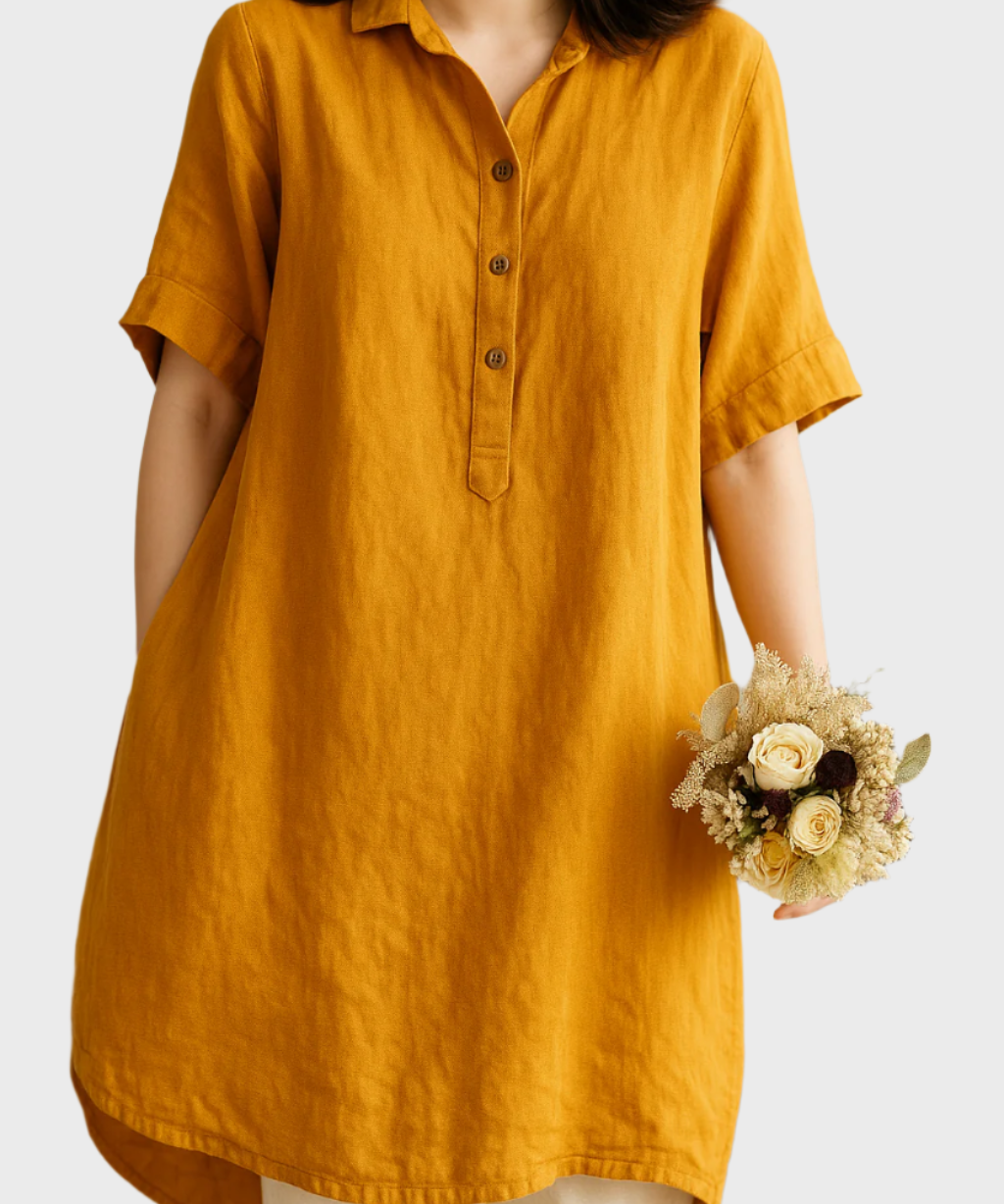 Χαλαρό Λινό Πουκαμισοφόρεμα