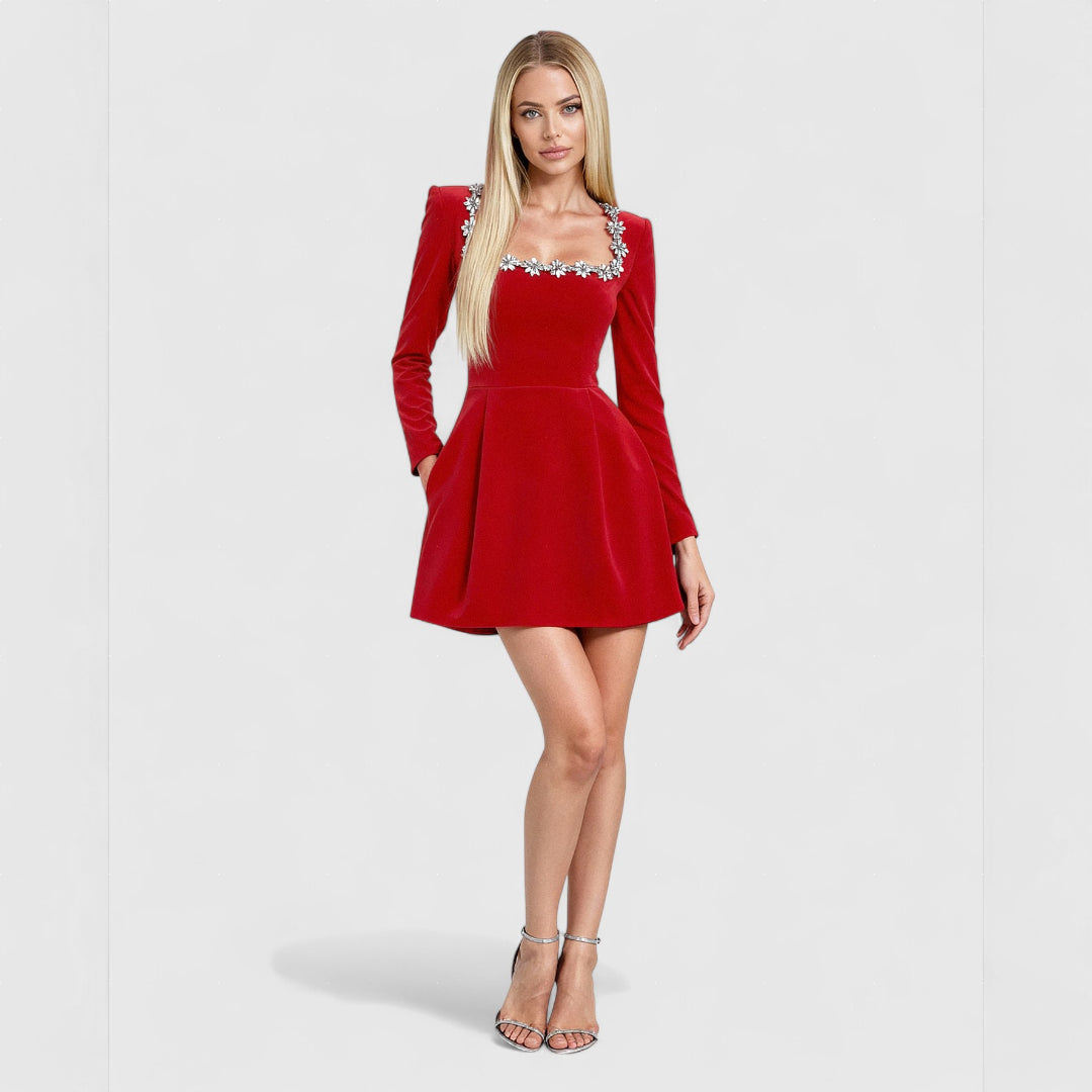 Ροδάνθη - Κρυστάλλινο φόρεμα με λαμπερή λεπτομέρεια και φίνα αισθητική