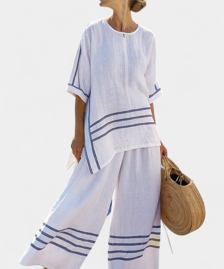 Σαλοπέτα με φαρδιά ρίγες και ασύμμετρο κόψιμο - σύγχρονο και άνετο στυλ