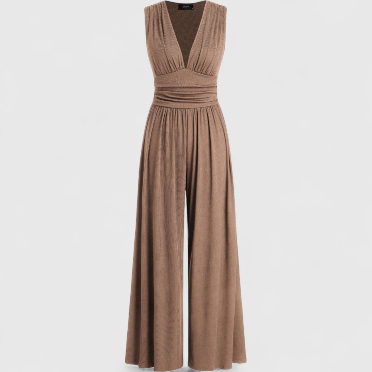 Αναστασία - Κομψή αμάνικη ολόσωμη φόρμα με φαρδύ παντελόνι