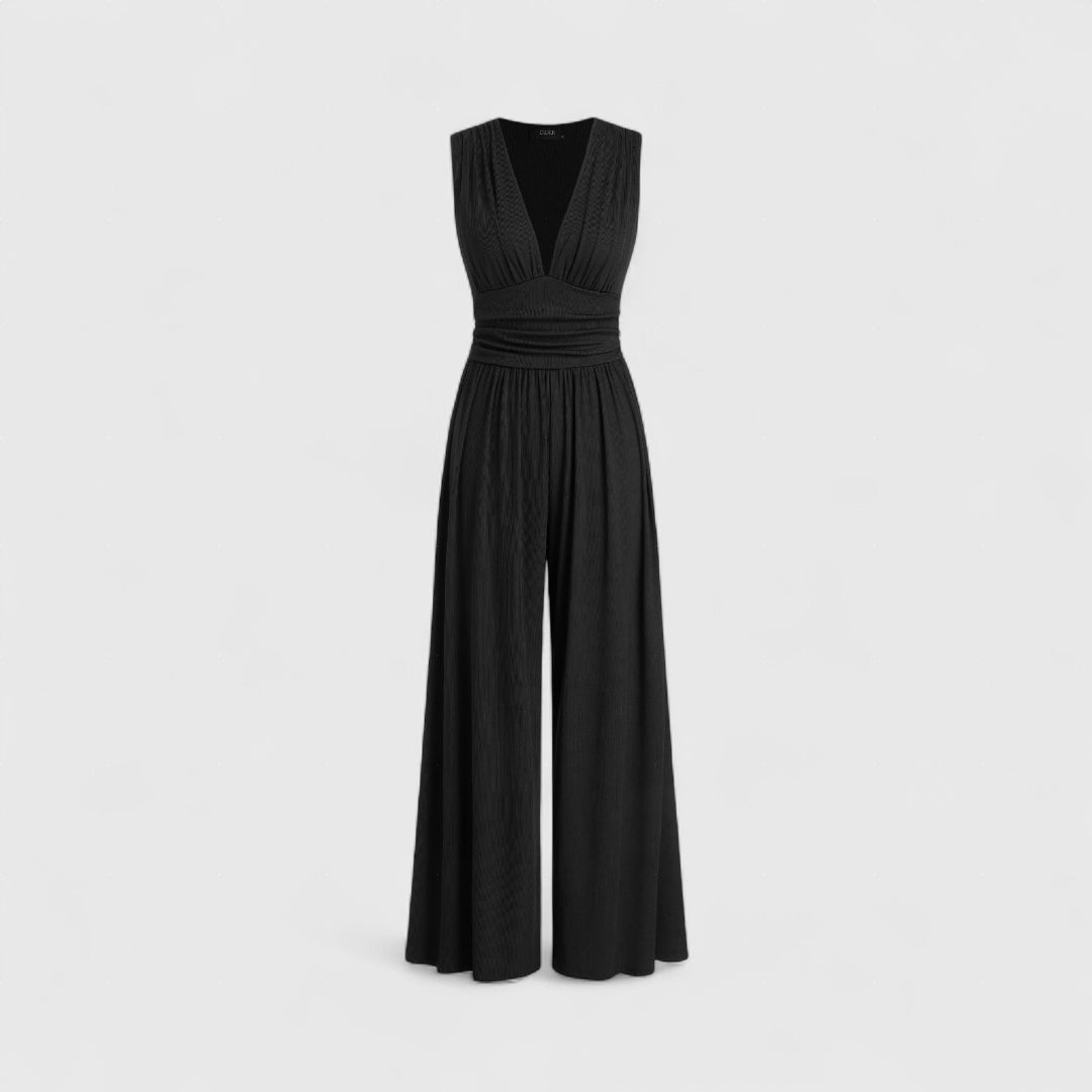 Ολυμπιάδα - Κομψό αμάνικο ολόσωμο σαλωνάκι με φαρδιά πόδια