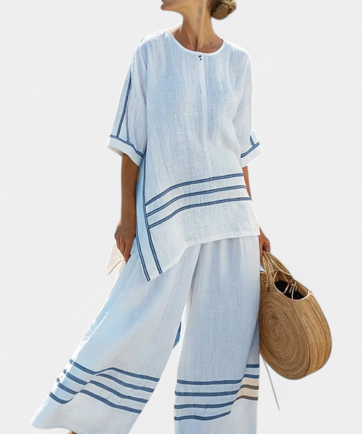 Σαλοπέτα με φαρδιά ρίγες και ασύμμετρο κόψιμο - σύγχρονο και άνετο στυλ