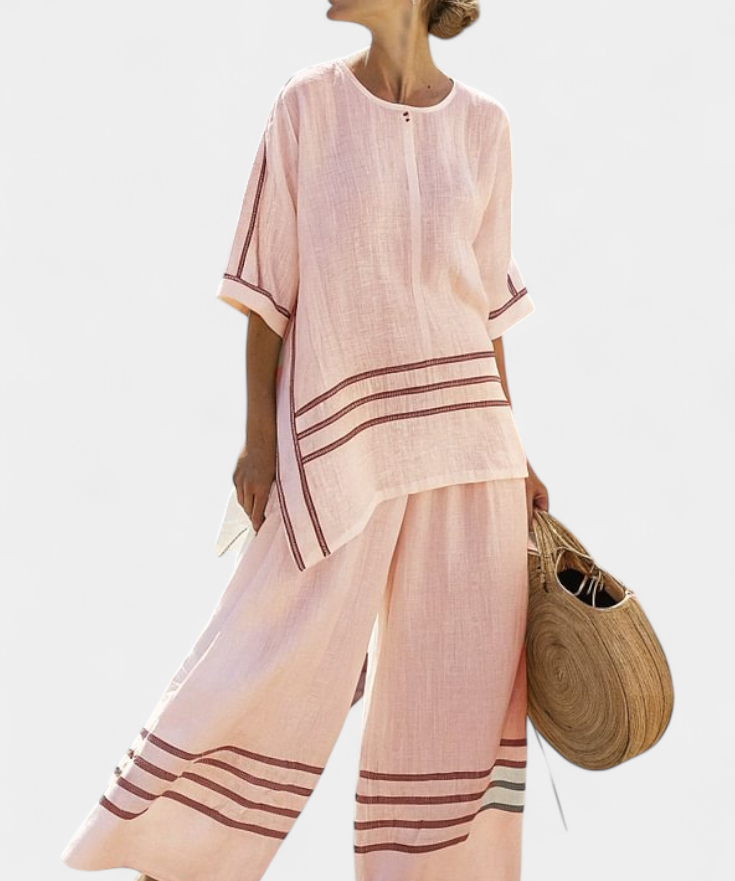 Σαλοπέτα με φαρδιά ρίγες και ασύμμετρο κόψιμο - σύγχρονο και άνετο στυλ