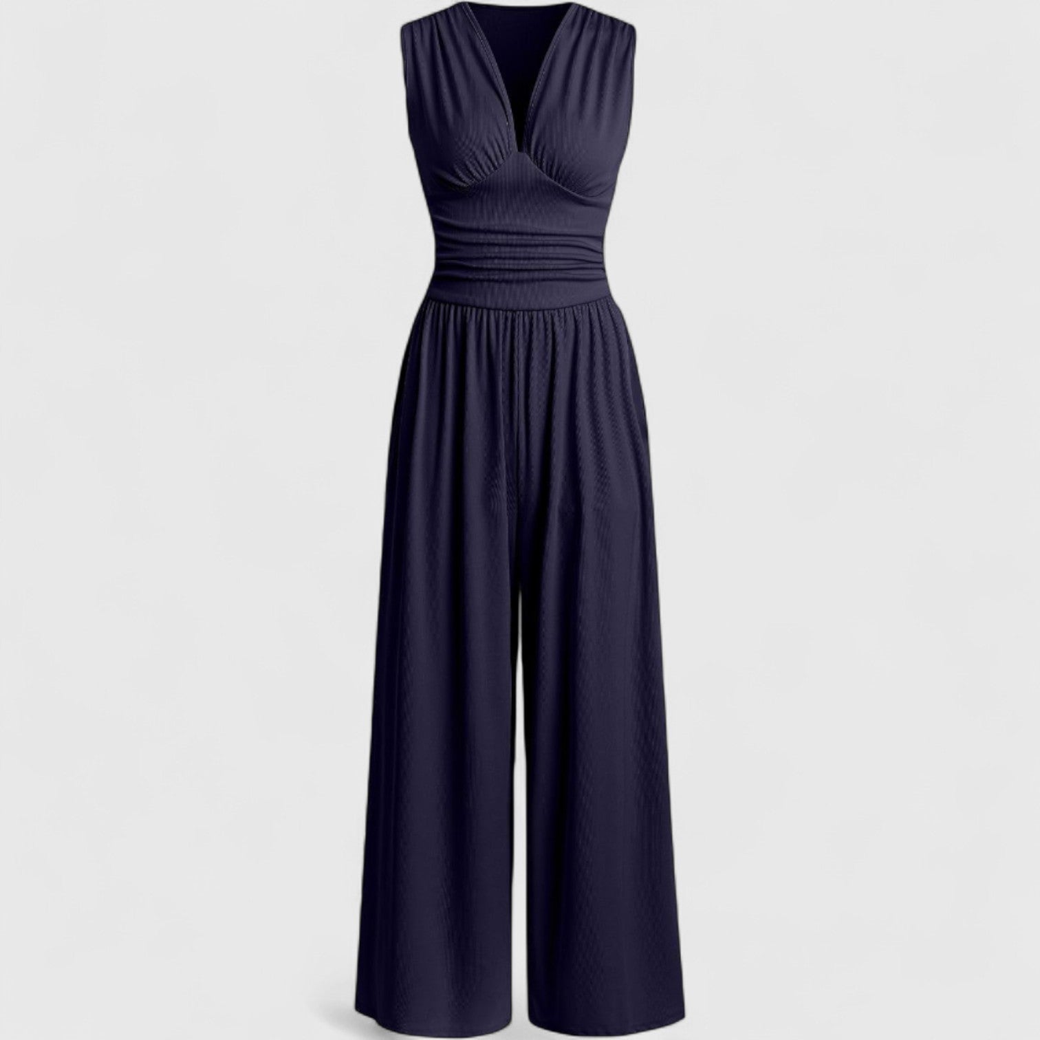 Αναστασία - Κομψή αμάνικη ολόσωμη φόρμα με φαρδύ παντελόνι