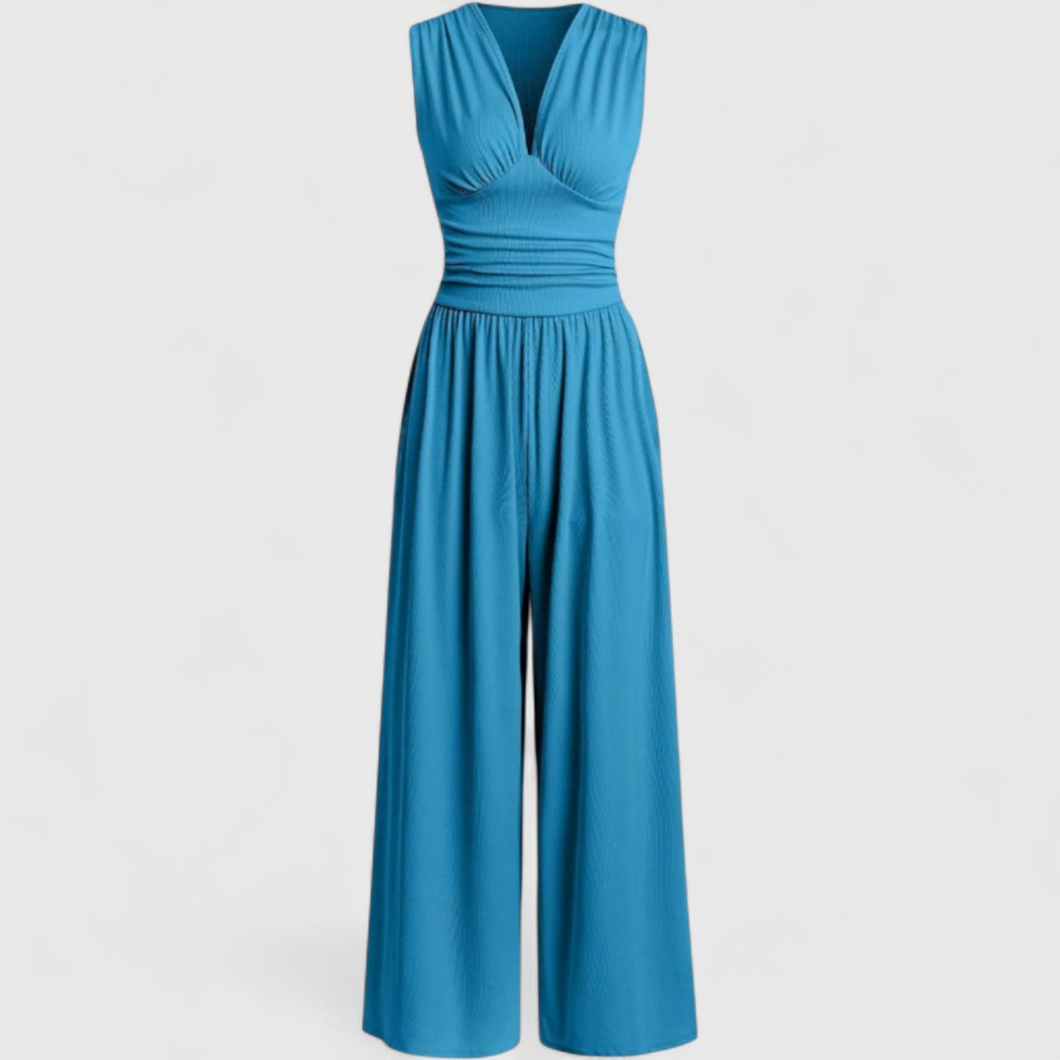 Αναστασία - Κομψή αμάνικη ολόσωμη φόρμα με φαρδύ παντελόνι