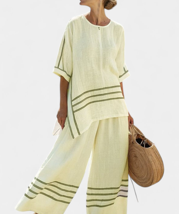 Σαλοπέτα με φαρδιά ρίγες και ασύμμετρο κόψιμο - σύγχρονο και άνετο στυλ