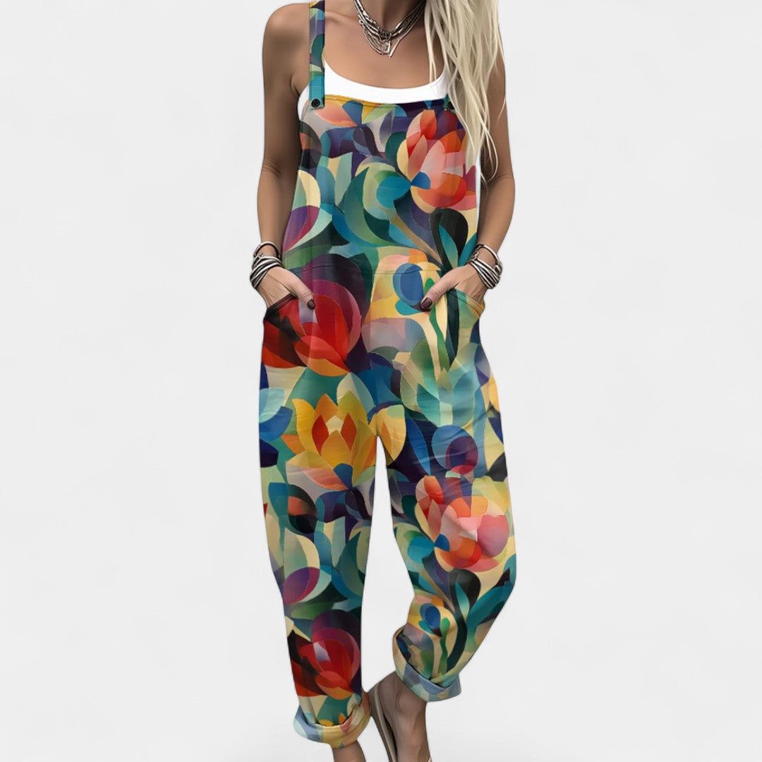 Ουρανία - λουλουδάτη σαλοπέτα με τσέπες για άνετες boho εμφανίσεις την άνοιξη και το καλοκαίρι