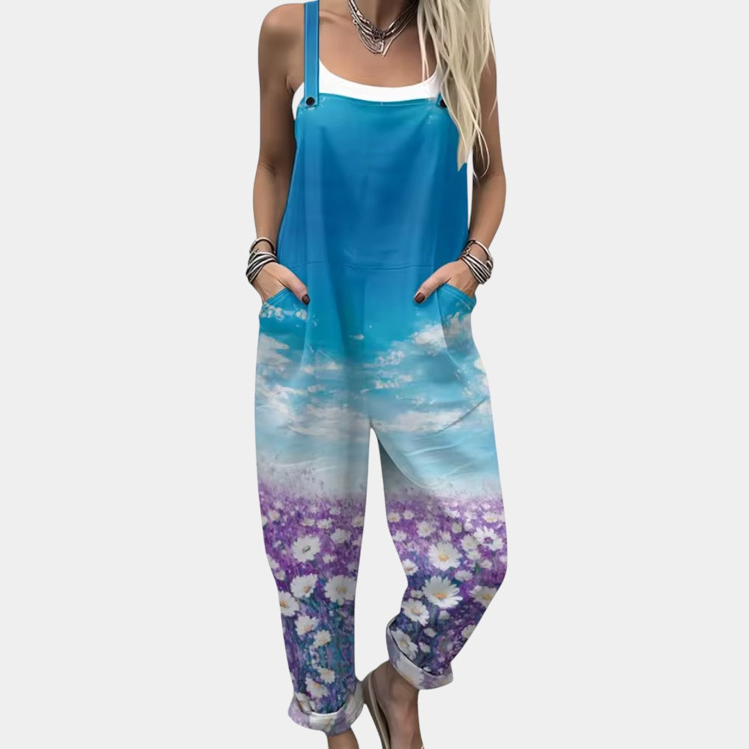 Δωροθέα - Ολόσωμη φόρμα με μοτίβο λεβάντας και καλοκαιρινή αέρινη άνεση