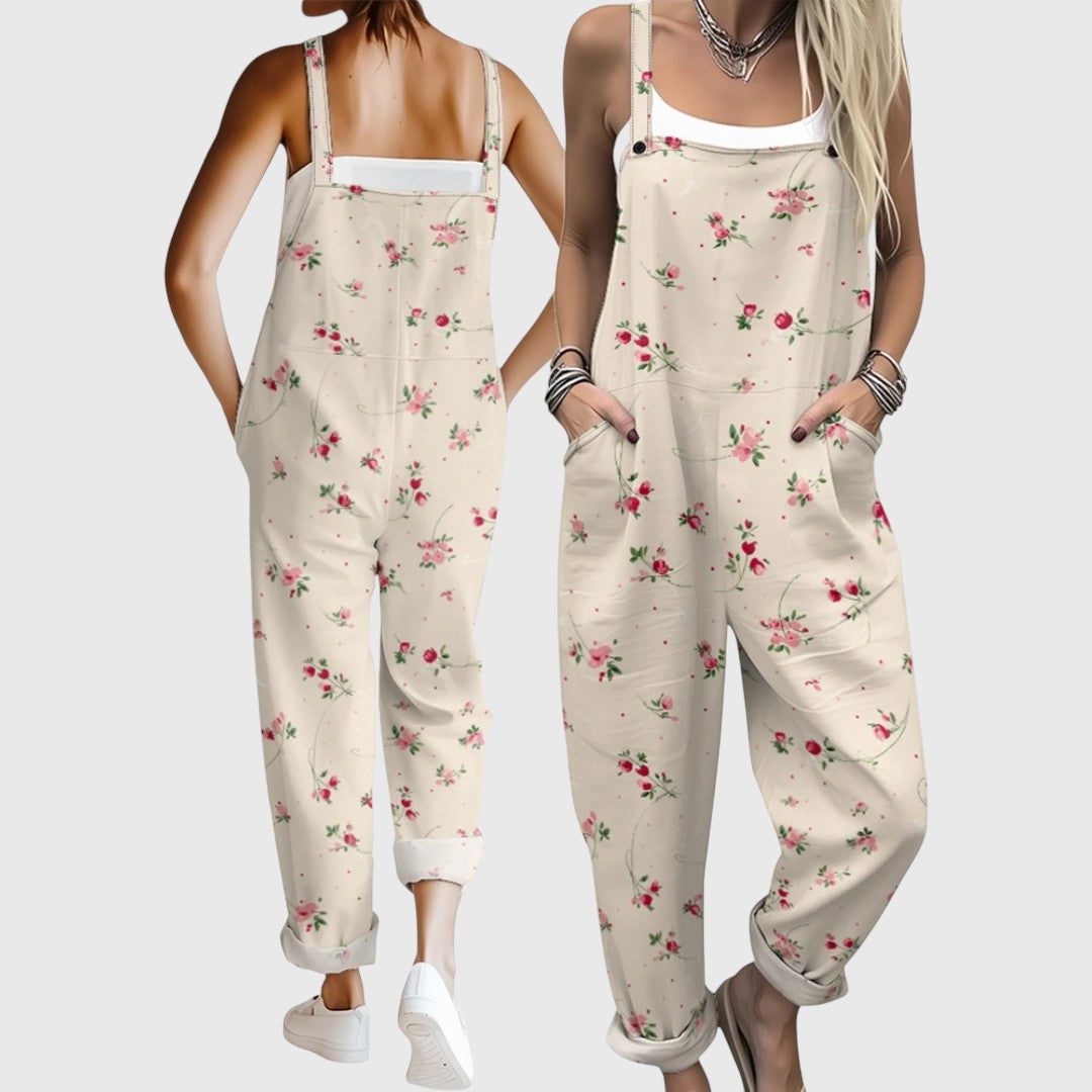 Μαρίσσα - Άνετη ολόσωμη φόρμα με τροπικό ανθοφυλλωτό μοτίβο