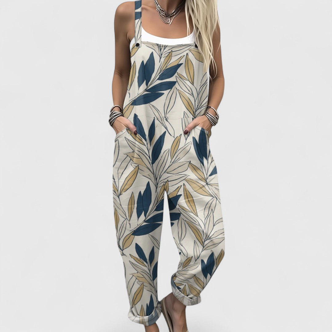 Μαρίσσα - Άνετη ολόσωμη φόρμα με τροπικό ανθοφυλλωτό μοτίβο