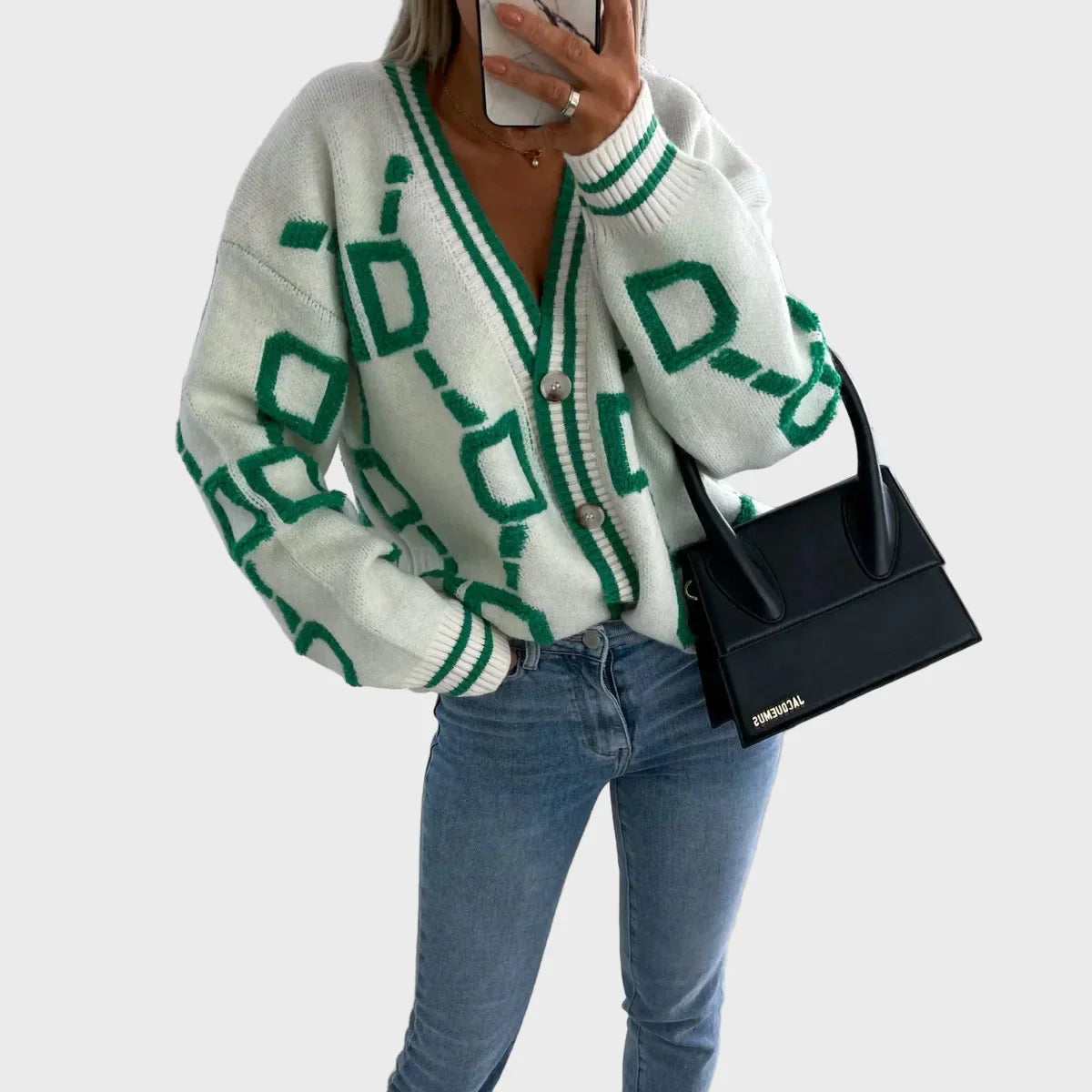 Μοντέρνο Πλεκτό Γιλέκο με Γεωμετρικό Σχέδιο