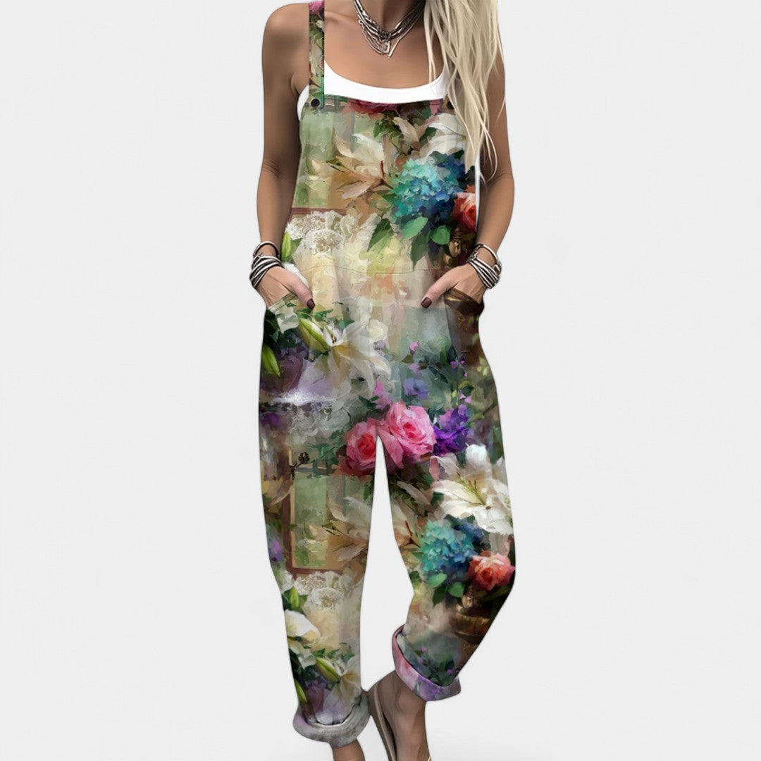 Ουρανία - λουλουδάτη σαλοπέτα με τσέπες για άνετες boho εμφανίσεις την άνοιξη και το καλοκαίρι