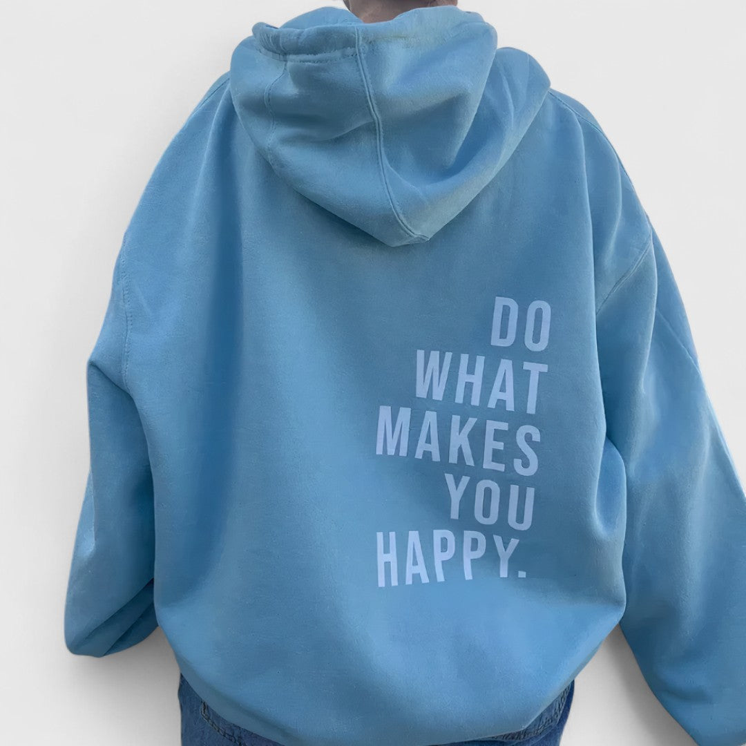 Κωνσταντίνα-Μαρία - Άνετη ζακέτα με κουκούλα και μοντέρνο στάμπα κειμένου