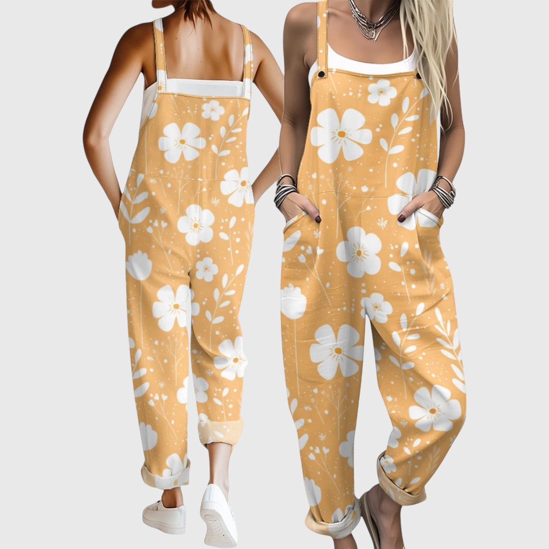 Μαρίσσα - Άνετη ολόσωμη φόρμα με τροπικό ανθοφυλλωτό μοτίβο