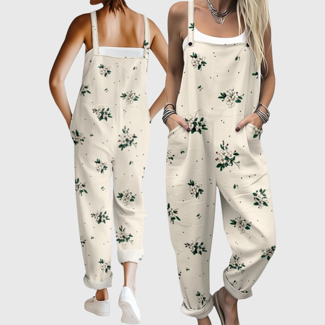 Μαρίσσα - Άνετη ολόσωμη φόρμα με τροπικό ανθοφυλλωτό μοτίβο