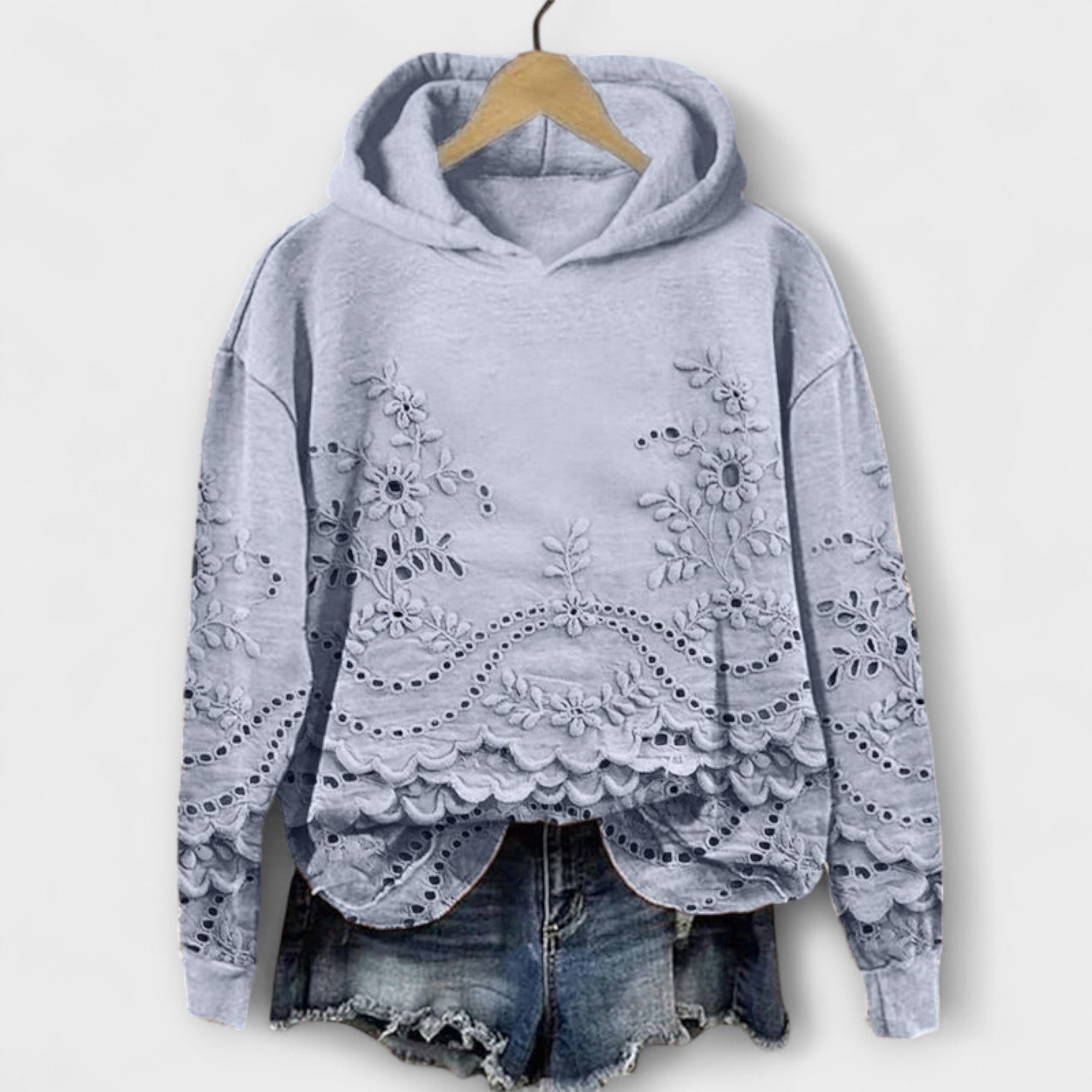 Κομψό Hoodie με Δαντελένιες Λεπτομέρειες