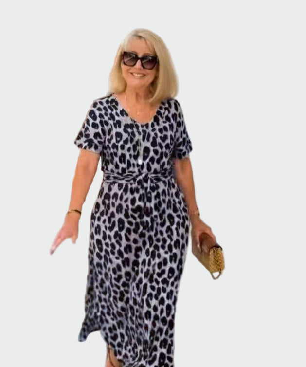 Φόρεμα με λεοπάρ εκτύπωση και Εντυπωσιακό Ντεκολτέ σε σχήμα V