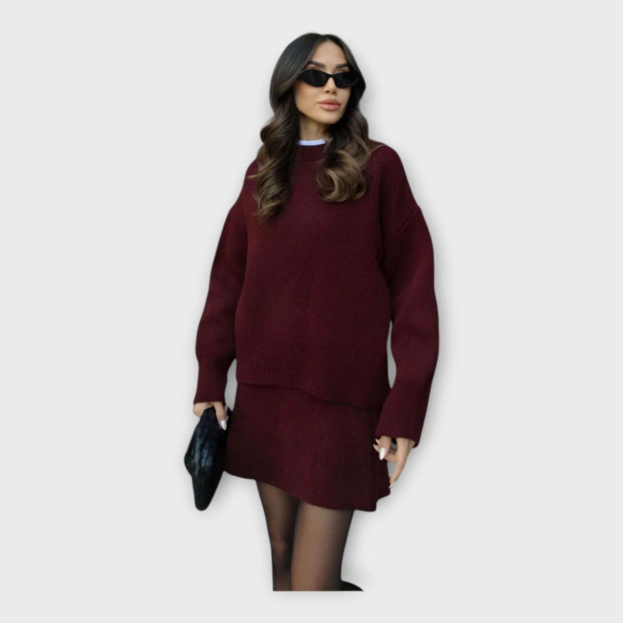 Σετ Πλεκτής Μπλούζας και Φούστας με Μοντέρνα Γραμμή