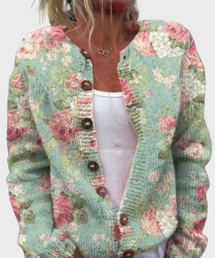 Κομψό Πλεκτό Γιλέκο με Λουλουδάτο Σχέδιο