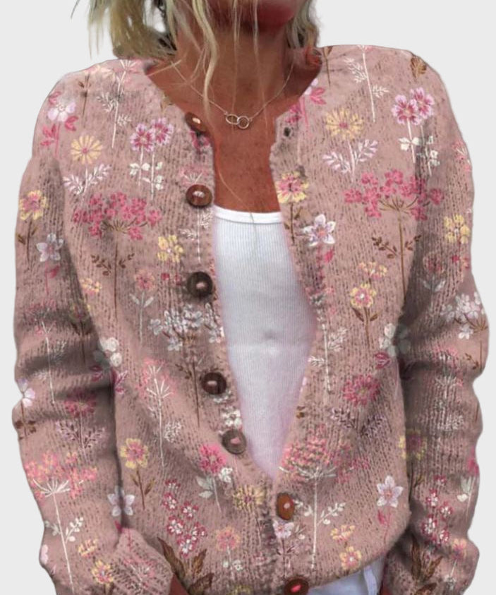 Κομψό Πλεκτό Γιλέκο με Λουλουδάτο Σχέδιο