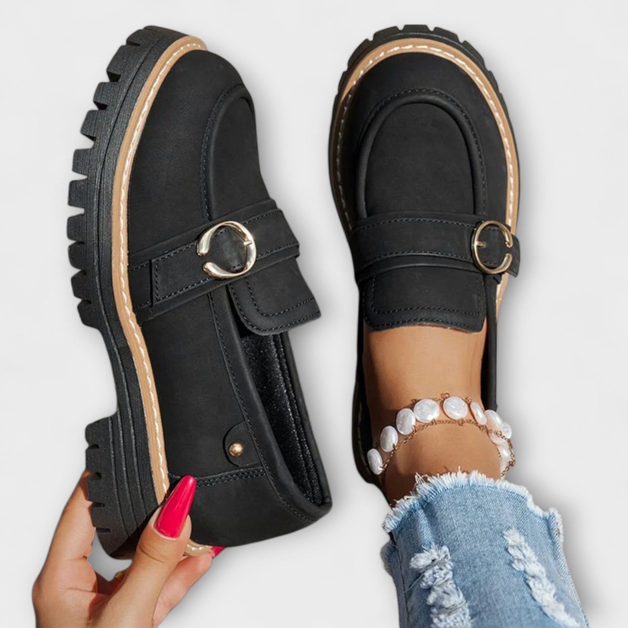 Ελένη Λώρα Casual Loafers Στρογγυλή Μύτη Άνετη Κατασκευή